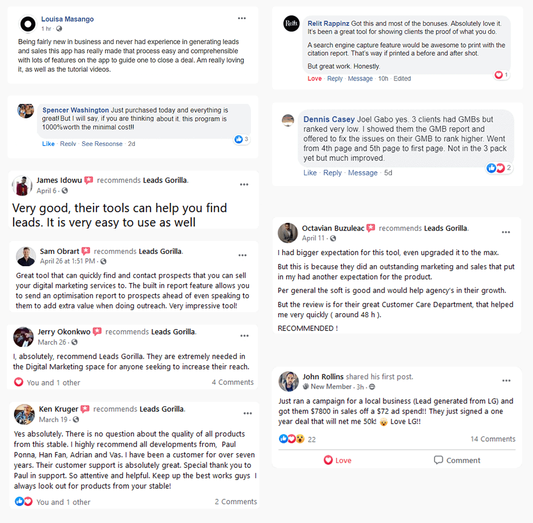 leadsgorilla facebook reviews